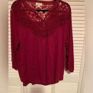 Style and Co women’s XL deep red long sleeve top